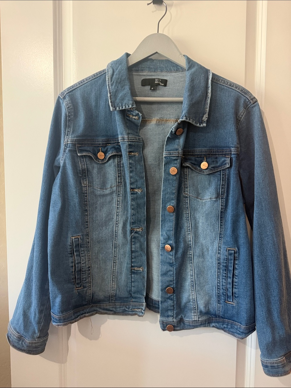1822 Denim Light Blue Button-Front Jean Jacket